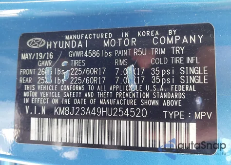 2017 Hyundai Tucson Se z USA, uszkodzony, nr VIN KM8J23A49HU254520